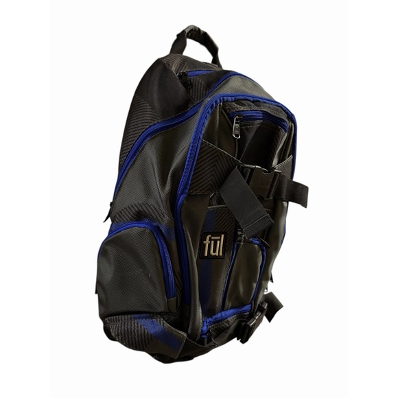FŪL‎ Overton Backpack 20" Gray Blue Audio Port  Padded Vented Back Panel - Picture 3 of 14